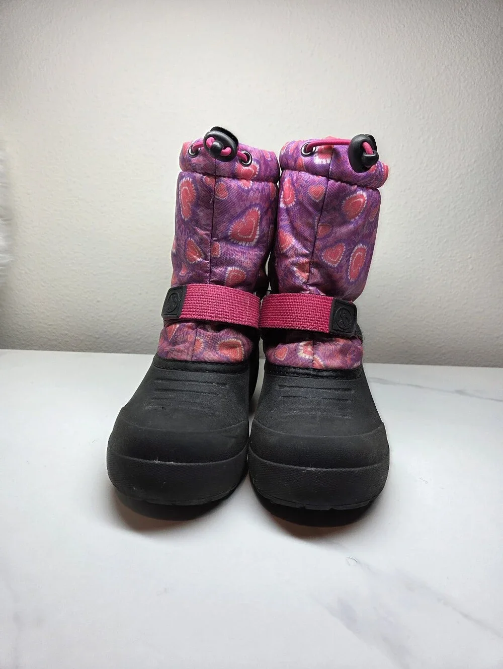 Northside Kids Frosty Polar Snow Boots Pink Purple Hearts Thinsulate Size 1 NWOB